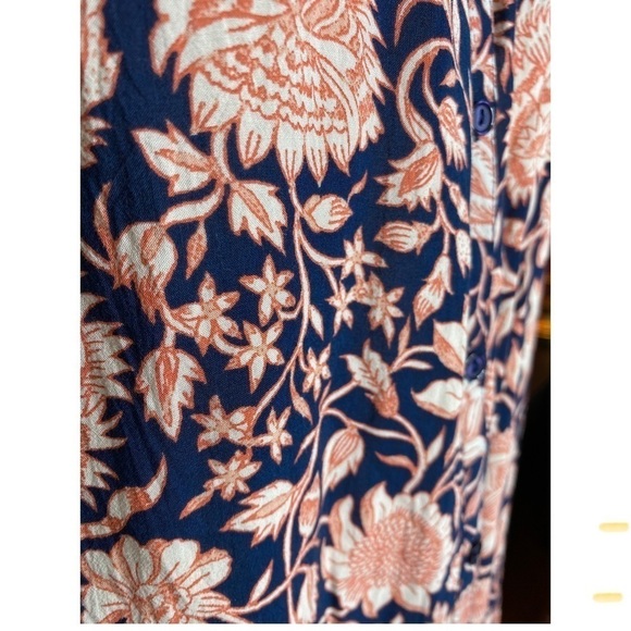 LUCKY BRAND Jemma Floral Peasant Top Blue Multi M - Picture 3 of 7